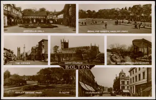 Postcard Bolton Greater Manchester Stadtteilansichten Mehrbild 1940
