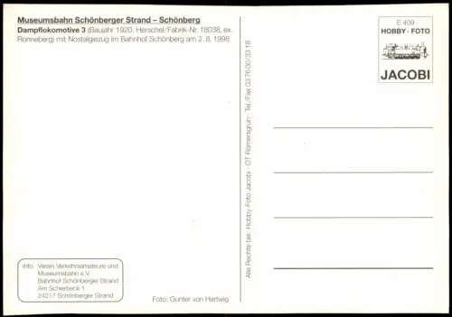 Schönberg (Holstein) Dampflokomotive mit Nostalgiezug am Bahnhof 1998
