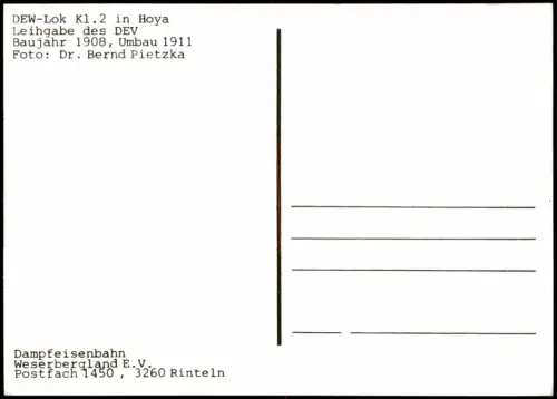 Hoya de Haaien Hejen Hajen (Lk Nienburg) DEW-Lok Kl.2 in Hoya 1990