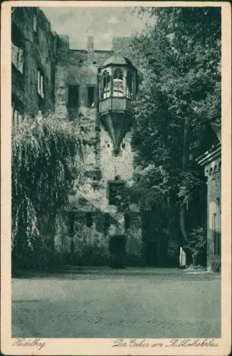 Ansichtskarte Heidelberg Der Erker am Bibliothekabau 1923