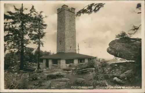 Ansichtskarte Bischofsgrüner Forst Ochsenkopf Fichtelgebirge Asenturm 1934