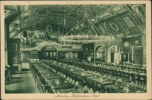 Ansichtskarte München Hofbräuhaus, Saal 1922