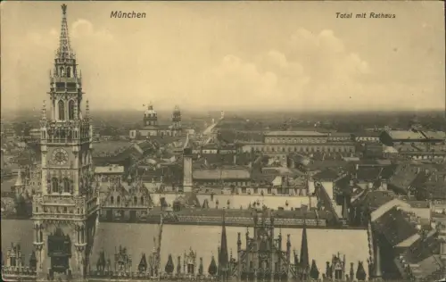 Ansichtskarte München Total mit Rathaus 1914