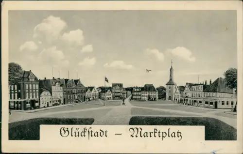 Ansichtskarte Glückstadt Lykstad Marktplatz Künstlerkarte 1941