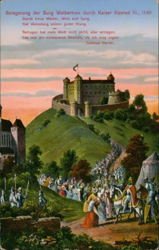 Ansichtskarte Weinsberg Burgruine Weibertreu Künstlerkarte 1140/1914