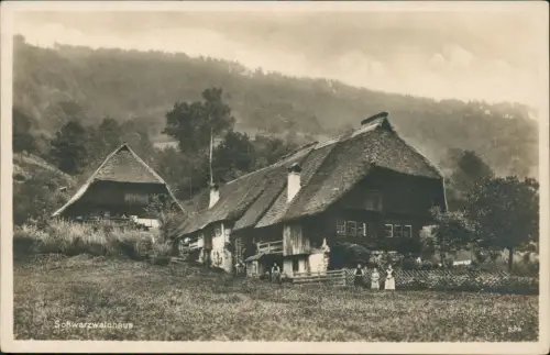 Ansichtskarte .Baden-Württemberg Schwarzwaldhaus - Fotokarte Trachten 1932