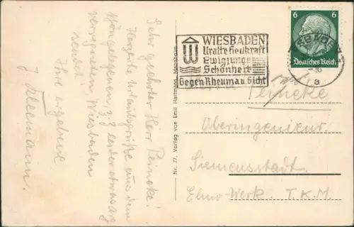 Ansichtskarte Wiesbaden Blick vom Neroberg 1938