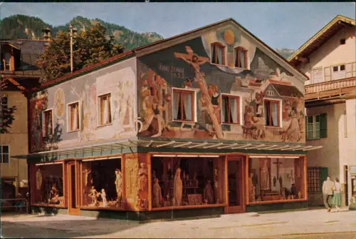 Ansichtskarte Oberammergau VERKAUFSTORE WERKSTATT Holzbauer 1963