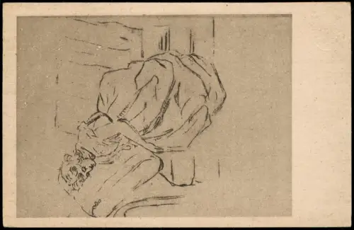 Künstlerkarte Christiane Vulpius schlafend Zeichnung von Goethe 1910