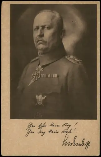 Ansichtskarte  Künstlerkarte Militär LUDENDORFF mit Orden 1925