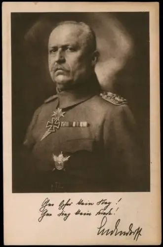 Ansichtskarte  Ludendorff mit Orden Spenden-AK für Kriegsbeschädigte 1925