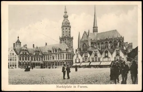 Postkaart Veurne Furnes Marktplatz feine Herren 1915