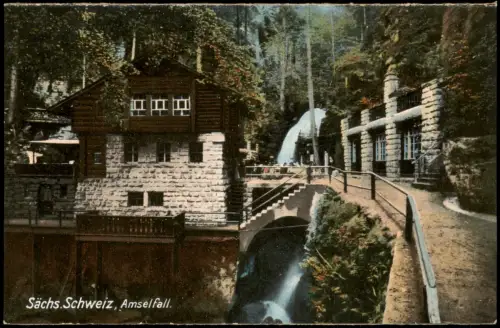 Rathen Partie an der Restauration Amselfall (Elbsandsteingebirge) 1914