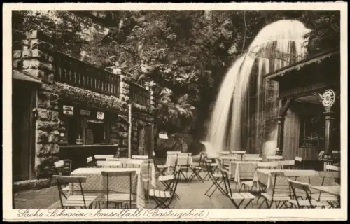 Rathen Gaststätte Sächs. Schweiz Wasserfall Amselfall Basteigebiet 1910