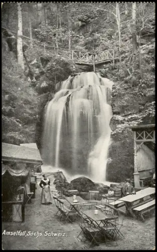 Ansichtskarte Rathen Amselfall Wasserfall im Elbsandsteingebirge 1910
