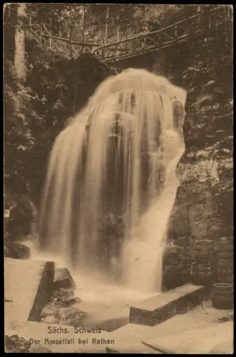 Ansichtskarte Rathen Amselfall Wasserfall Elbsandsteingebirge 1921