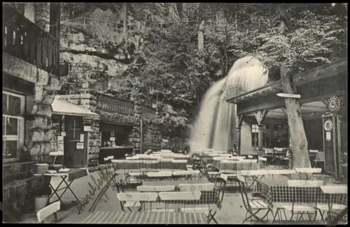 Ansichtskarte Rathen Gaststätte am Wasserfall Amselfall Sächs. Schweiz 1910