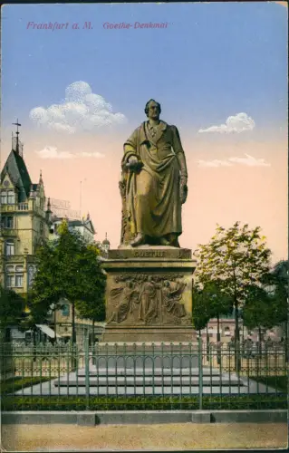 Ansichtskarte Frankfurt am Main Goethe-Denkmal, Hotel 1914