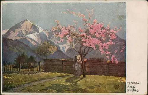 Weber, Bergfrühling Künstlerkarte Künstlerhilfswoche Bautzen Land 1928