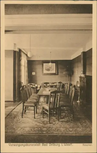 Ansichtskarte Bad Driburg Versorgungskuranstalt Raucherzimmer 1924