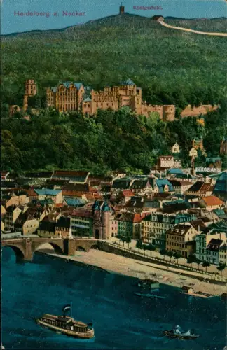 Ansichtskarte Heidelberg Stadt Königstuhl Neckar Schiff 1912