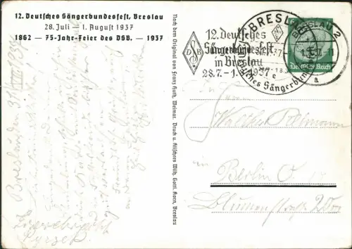 Breslau Wrocław Jahrhunderthalle 12. Deutsches Sängerbundfest 1937