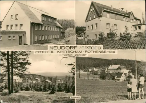 Ansichtskarte Neudorf (Erzgebirge) 4 Bild Ferienheim Waldfrieden 1980