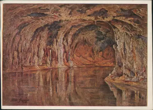 Ansichtskarte Saalfeld (Saale) Feengrotten Quellgrotte nach Gemälde 1953