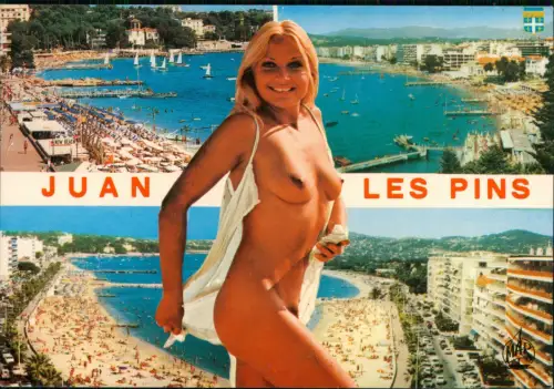 CPA Juan-les-Pins Strandansichten 4 Bild nackte Frau Erotik 1981