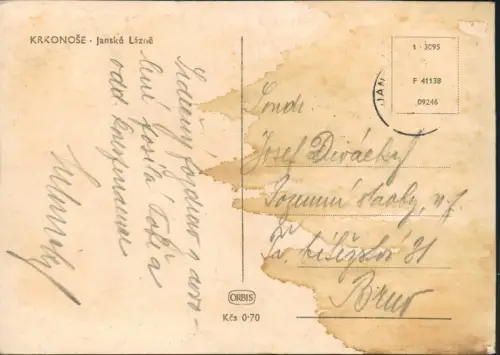 Postcard Johannisbad Janské Lázně Stadt im Winter Fotokarte 1964