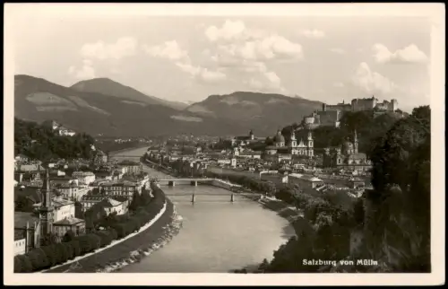Ansichtskarte Mülln-Salzburg Stadtblick 1954  Sonderstempel Festspiele