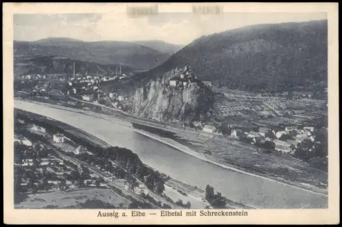 Schreckenstein Aussig Střekov Laben Ústí nad Labem Elbe Elbetal Fernblick 1925