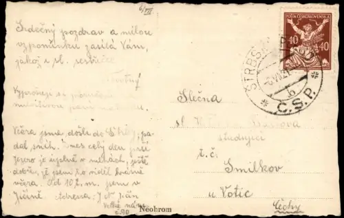 Postcard Vysoké Tatry Popradské pleso 1921