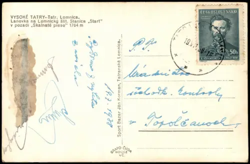 Tatralomnitz-Vysoké Tatry Tatranská Lomnica Seilbahn Skalnaté pleso   1956