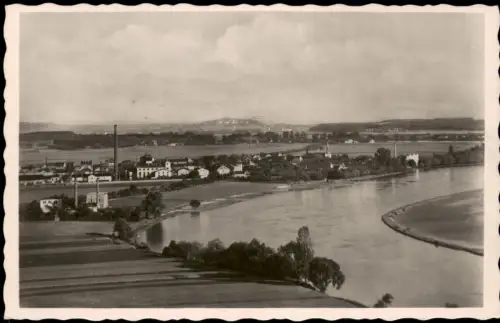 Postcard Wegstädtl Štětí Elbe mit Melnik. Fabrikanlage 1938