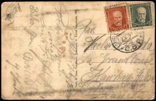 Postcard Schwarzkosteletz Černý Kostelec Schloß Zamek 1930  Praha-východ