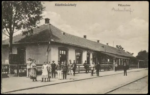 Postcard Târgu Secuiesc Kézdivásárhely Szekler Bahnhof 1918  Sibiu Siebenbürgen