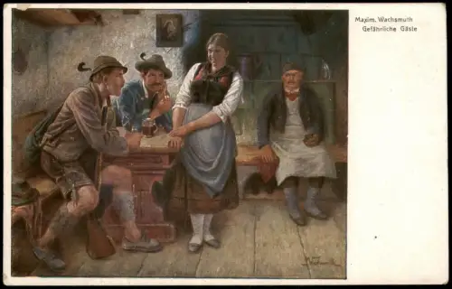 Künstlerkarte Gemälde Kunstwerke Gefährliche Gäste Maxim. Wachsmuth 1922