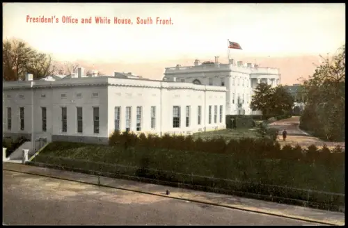 Washington D.C. President's Office and White House, South Front. 1917