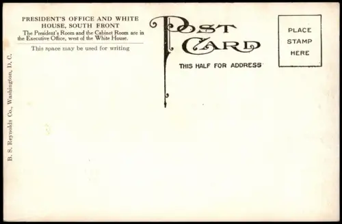 Washington D.C. President's Office and White House, South Front. 1917