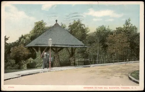 Postcard Yonkers Entrance to Park Hill Elevator 1912