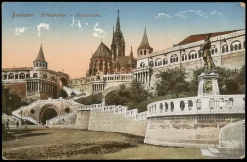 Postcard Budapest Halászbástya. Fischerbastei. 1914