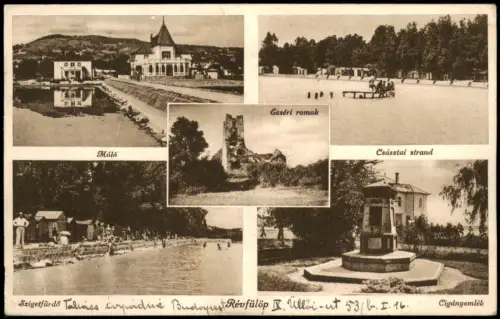Postcard Révfülöp Molo Strand Denkmal 1940  Magyar Ungarn