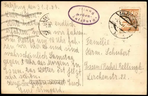 Ansichtskarte Salzburg Partie an der Karolinenbrücke. 1927