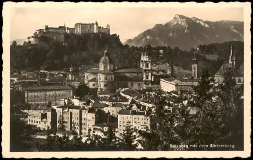 Ansichtskarte Salzburg mit dem Untersberg - Fotokarte 1938