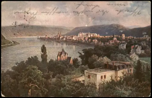 Ansichtskarte Boppard Stadtund Rhein Künstlerkarte 1914