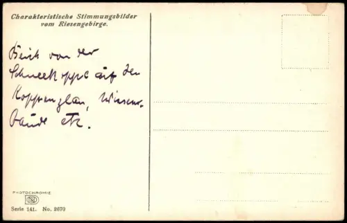 Krummhübel Karpacz Riesengebirge Stimmungsbild Photochromie 1913