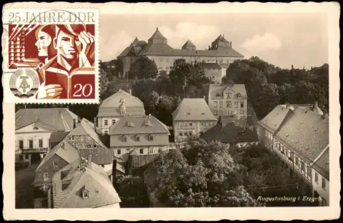 Ansichtskarte Augustusburg Erzgebirge Augustusburg und Ortspartie 1930