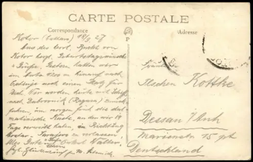 Postcard Kotor Cattaro (Котор) Partie dans le Canal de Cattaro 1927