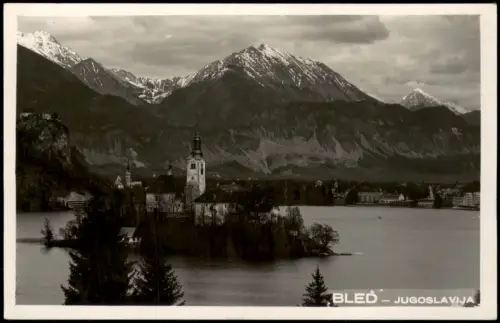Postcard Bled Veldes Stadtpartie 1950